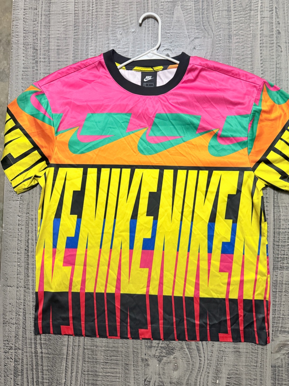 Nike Multi-Color Graphic Cycling Jersey in Yellow, Pink, Teal, Orange & Black
